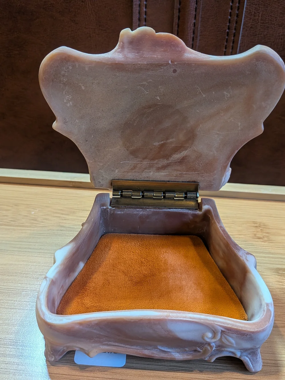Beautiful Hand Crafted Vintage Incolay Stone Trinket Jewelry Box